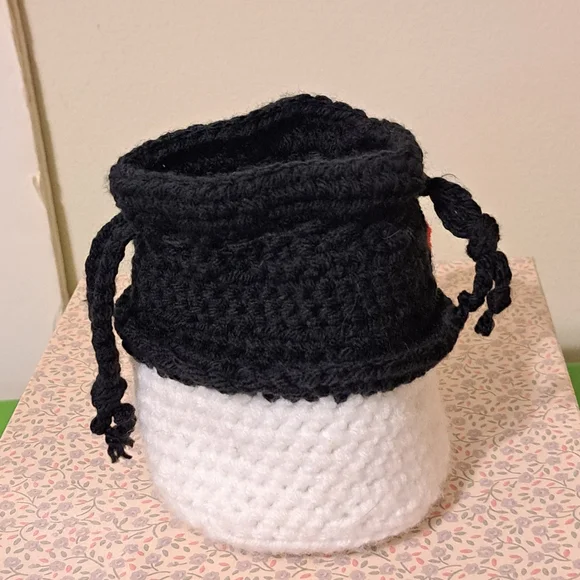 Handmade Snowman Gift Bag 5"Wx6"H drawstring  closure or give to a child. - Picture 3 of 7